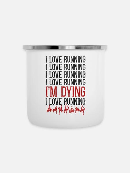 Running Runner Half Marathon - Emaille-Tasse - Weiß
