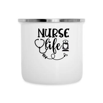 Nurse Life - Emaille-Tasse - Weiß - Vorne