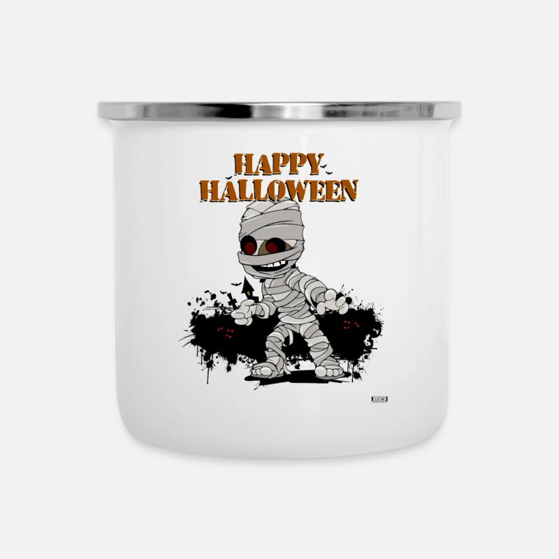 Halloween Mummy Comic Party joyeux Halloween fun - Tasse émaillée - blanc