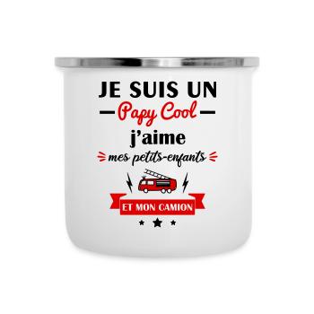 Papy cool camion pompier, cadeau grand-père - Tasse émaillée - blanc - Devant