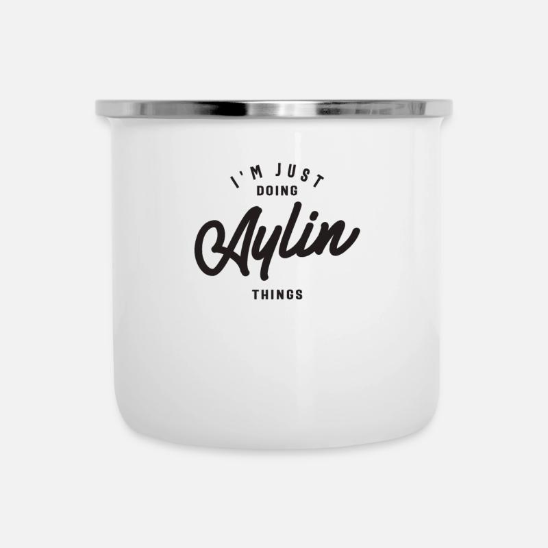 Ich mache nur Aulin Things Personalized Name - Emaille-Tasse - Weiß