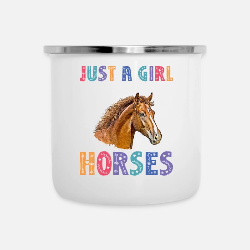 Pferd Mädchen Landfrau Mädchen Reiter - Emaille-Tasse - Weiß
