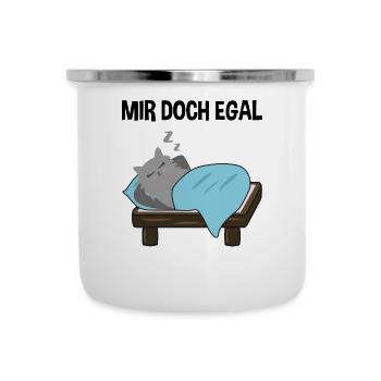 Faule Freche Katze Lustiger Spruch Geschenk - Emaille-Tasse - Weiß - Vorne