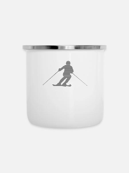 Ski - Emaille-Tasse - Weiß