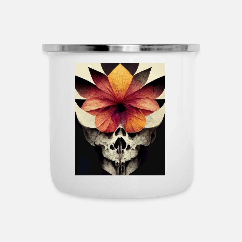 Skull Bauhaus style vintage v07 - Tasse émaillée - blanc