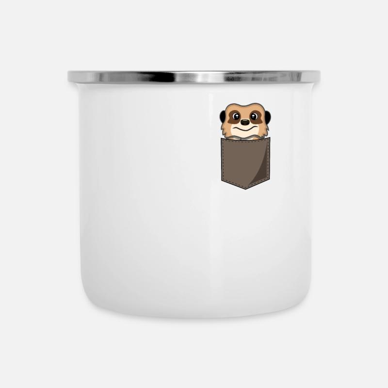 Lustiges Erdmännchen In Brusttasche Print Geschenk - Emaille-Tasse - Weiß