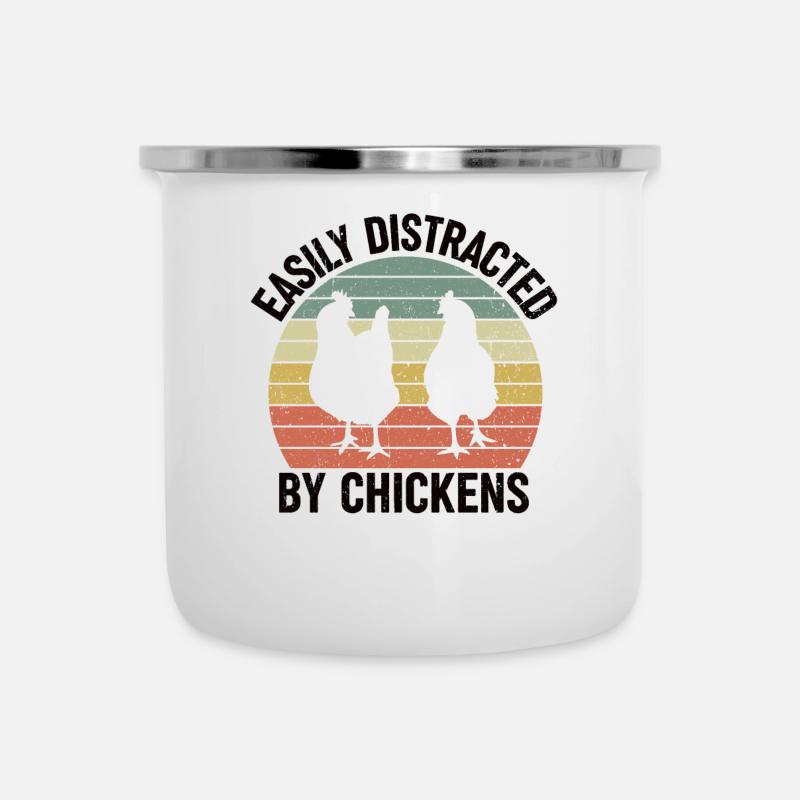 Poulet Élevage de poulet Poulet Éleveur Poulet Cadeau - Tasse émaillée - blanc