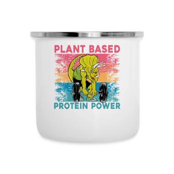 Plant based Protein Power Vegan - Emaille-Tasse - Weiß - Vorne