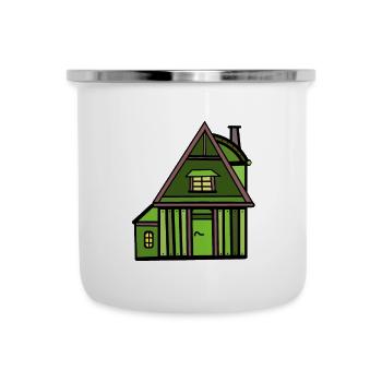 Haus Hütte Natur Naturliebhaber wohnen Immobilie - Emaille-Tasse - Weiß - Vorne