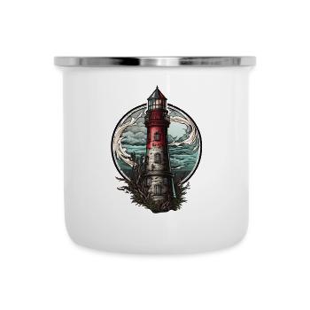 Abandonné Phare Vagues Tempête Perdu place - Tasse émaillée - blanc - Devant