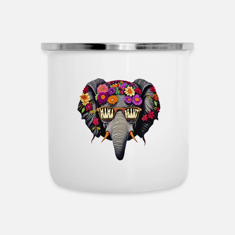 Mamafant Sonnenbrille Mama Elefant Muttertag Blume - Emaille-Tasse - Weiß