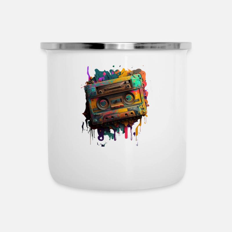 Mixtape rétro - Tasse émaillée - blanc
