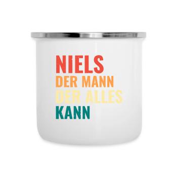 Niels Der Mann Der Alles Kann Vorname Niels - Emaille-Tasse - Weiß - Vorne