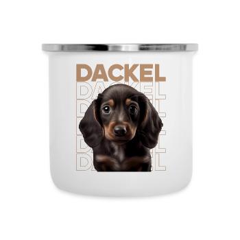 Rauhaardackel Dachshund Hund Hunde Welpe Dackel - Emaille-Tasse - Weiß - Vorne