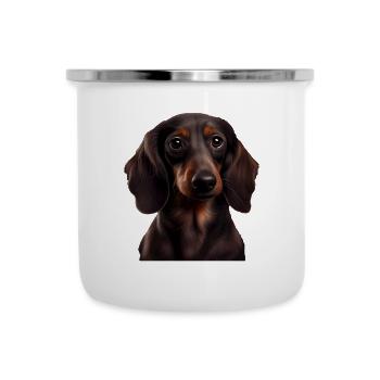 Rauhaardackel Dachshund Hund Hunde Welpe Dackel - Emaille-Tasse - Weiß - Vorne