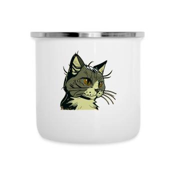 Chat dans le style comique - Tasse émaillée - blanc - Devant