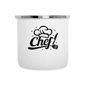 Chef Cooking Tools Chef's Hat & Cooking Knife Food - Emaille-Tasse - Weiß - Vorne
