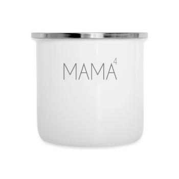Mama von 4 Kindern - Emaille-Tasse - Weiß - Vorne