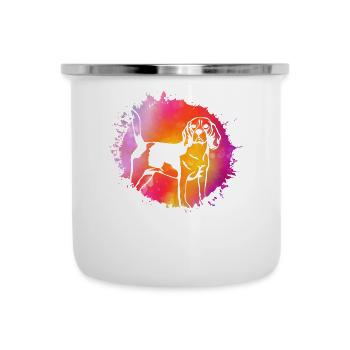 Beagle Hund - Emaille-Tasse - Weiß - Vorne