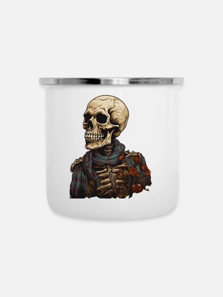 Skeleton Raider - Emaille-Tasse - Weiß
