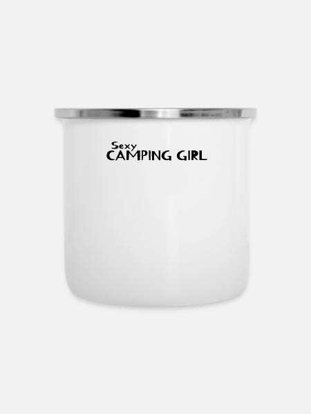 Sexy Camping Girl - Emaille-Tasse - Weiß