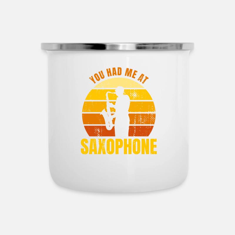 You Had Me At Saxophone - Emaille-Tasse - Weiß