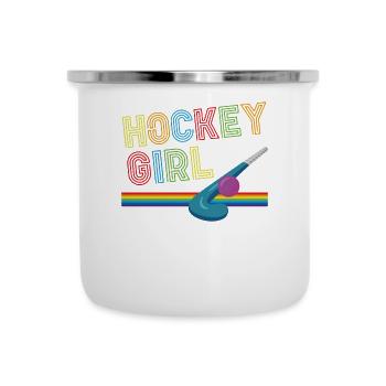 Hockey sur gazon Retro Hockey Fille - Tasse émaillée - blanc - Devant