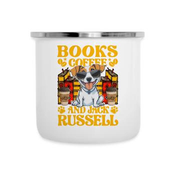 Books Coffee and Jack Russell - Emaille-Tasse - Weiß - Vorne