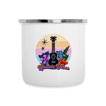 Ukulele Vibes Retro Tropic Circle - Emaille-Tasse - Weiß - Vorne