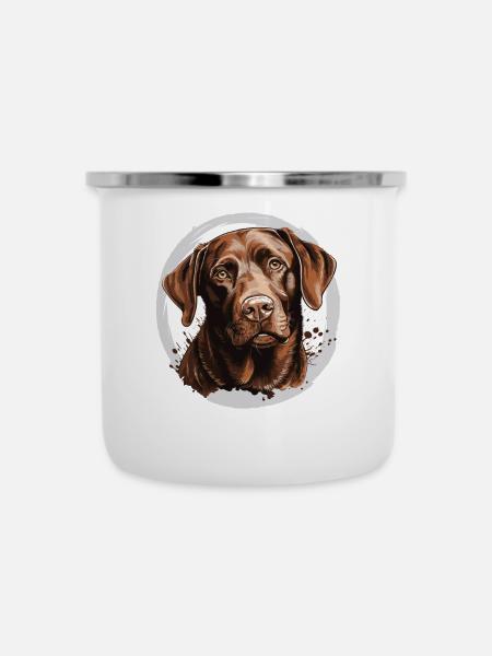 Labrador - Emaille-Tasse - Weiß