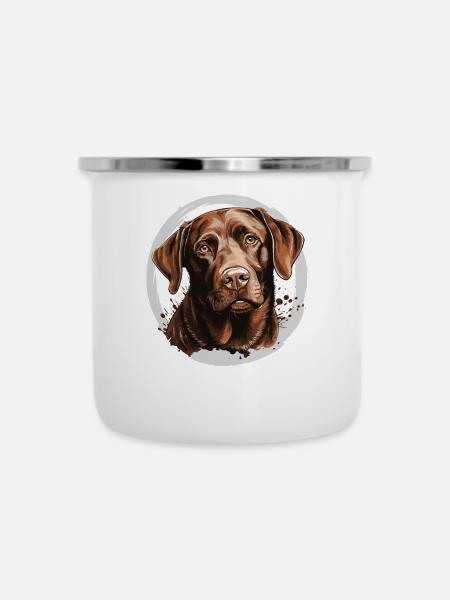 Labrador - Emaille-Tasse - Weiß
