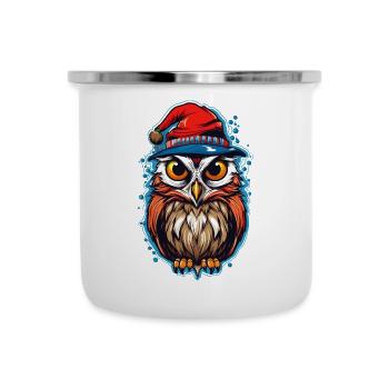 Cute Owl with Santa Hat Kawaii Gift - Camper Mug - white - Front