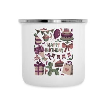 Happy Birthday! Alles Gute zum Geburtstag! - Emaille-Tasse - Weiß - Vorne