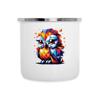 Nachteule Nachtdienst Polygon Vektor Eule - Emaille-Tasse - Weiß - Vorne