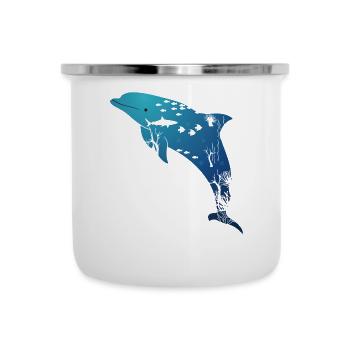 Dolphin Marine Life - Emaille-Tasse - Weiß - Vorne