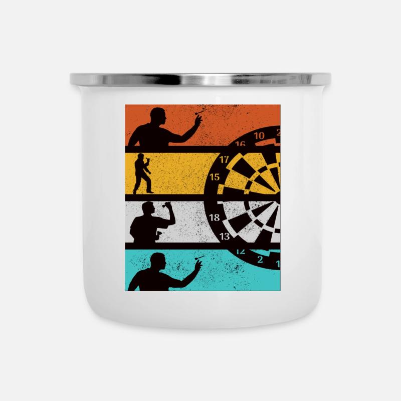 DART PLAYER RETRO DESIGN - Emaille-Tasse - Weiß