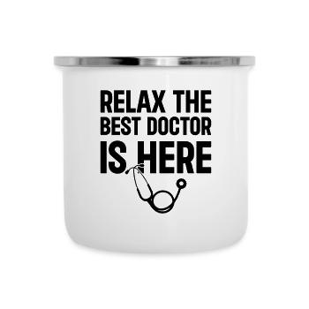Détendez-vous Le meilleur médecin est là - Citation drôle de médecin - Tasse émaillée - blanc - Devant