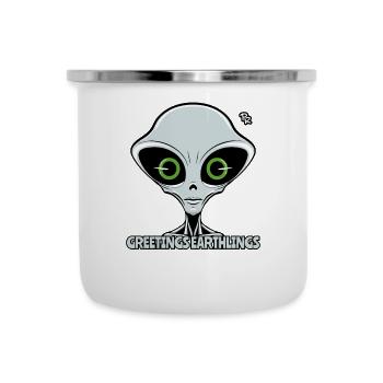 Salutations, Terriens : Extraterrestre Gris - Tasse émaillée - blanc - Devant