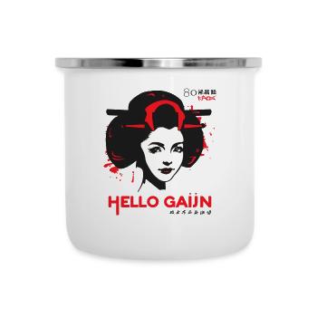 Une geisha japonaise dit « Bonjour Gaijin » - Tasse émaillée - blanc - Devant