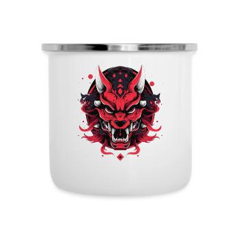 Japanese Hannya Demon Samurai Warrior Oni Mask - Camper Mug - white - Front