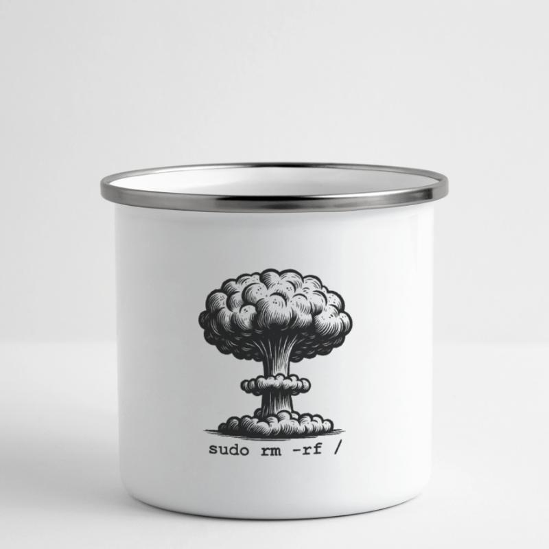 Linux Funny Linux Command Sudo RM RF für Männer Emaille-Tasse