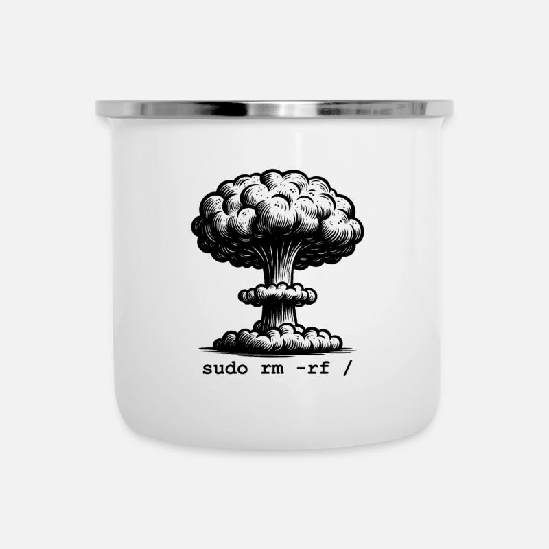 Linux Funny Linux Command Sudo RM RF für Männer - Emaille-Tasse - Weiß