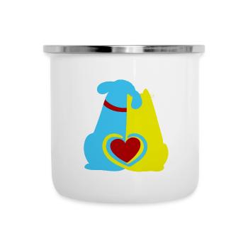 Ami des animaux, bien-être animal, animaux de compagnie, coeur, chien, chat - Tasse émaillée - blanc - Devant