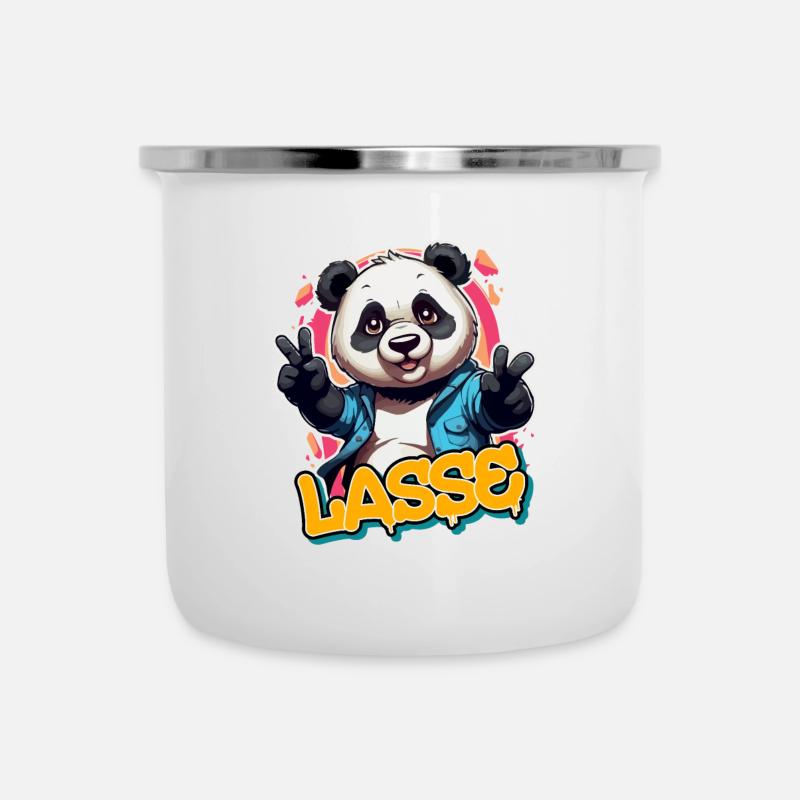 LASSE - Handsome boy name with cool panda - Camper Mug - white