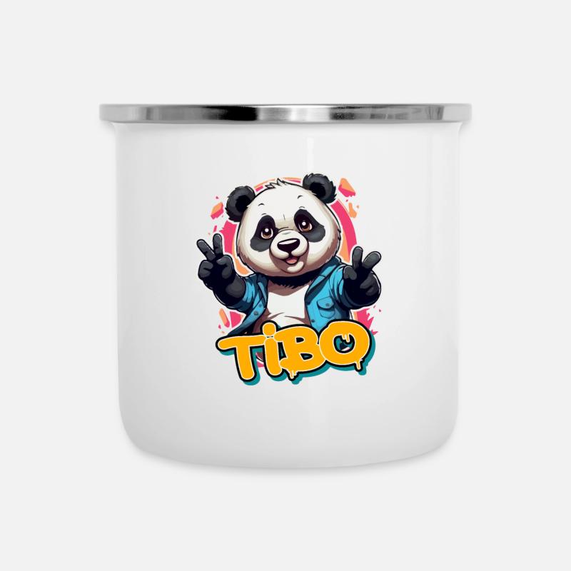 TIBO - Handsome boy name with cool panda - Camper Mug - white