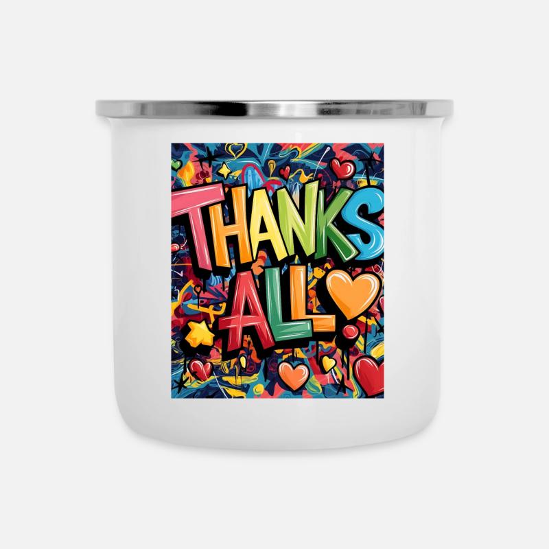 Illustration de remerciement de style graffiti joyeux - Tasse émaillée - blanc