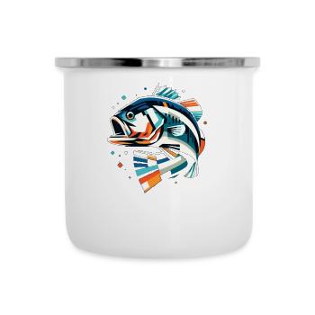 Barsch-Fisch - Emaille-Tasse - Weiß - Vorne