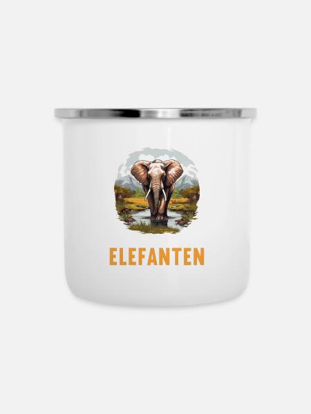 Elefanten Elefant - Emaille-Tasse - Weiß