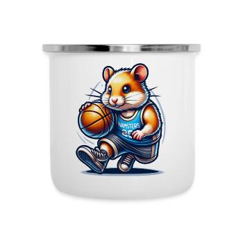 Cooler Basketball Hamster Für Sportfans - Emaille-Tasse - Weiß - Vorne
