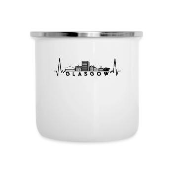 Herzschlag Skyline UK Glasgow - Emaille-Tasse - Weiß - Vorne